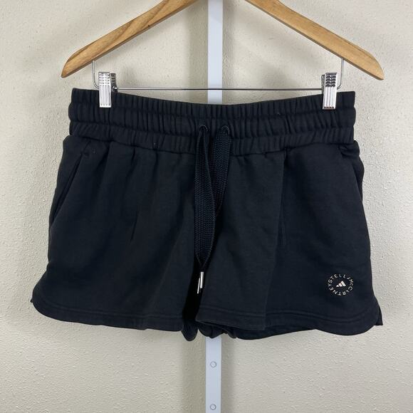 Adidas Stella McCartney Sweat Fleece Logo Shorts 2.5” Women’s L Large Black - Picture 1 of 6